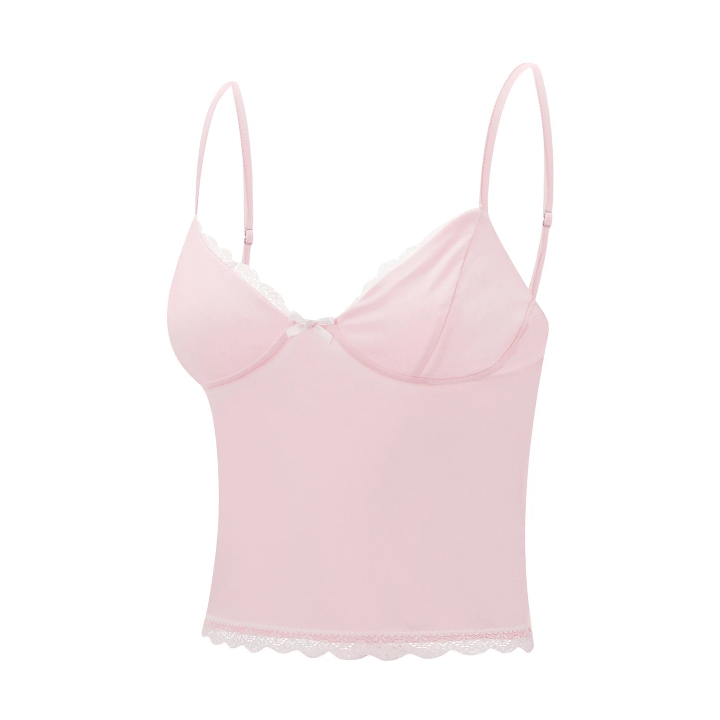 Lace-Trim Backless Cami Crop Top