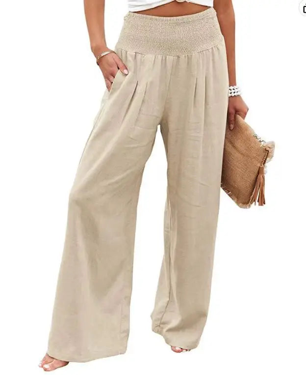 Drawstring Wide-Leg Beach Pants