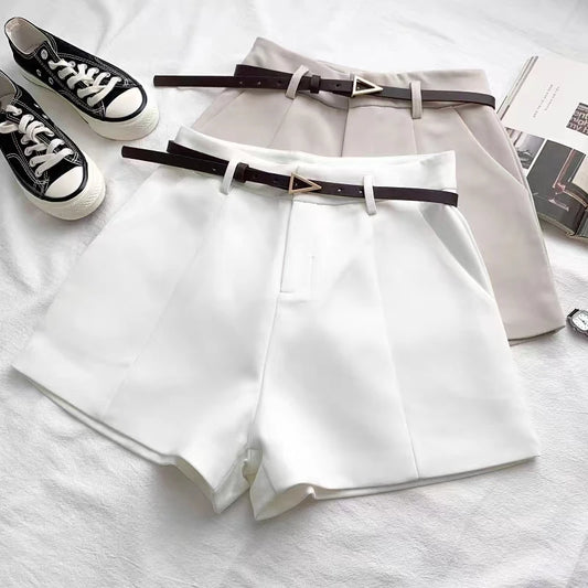 A-Line High-Waist Shorts with Belt
