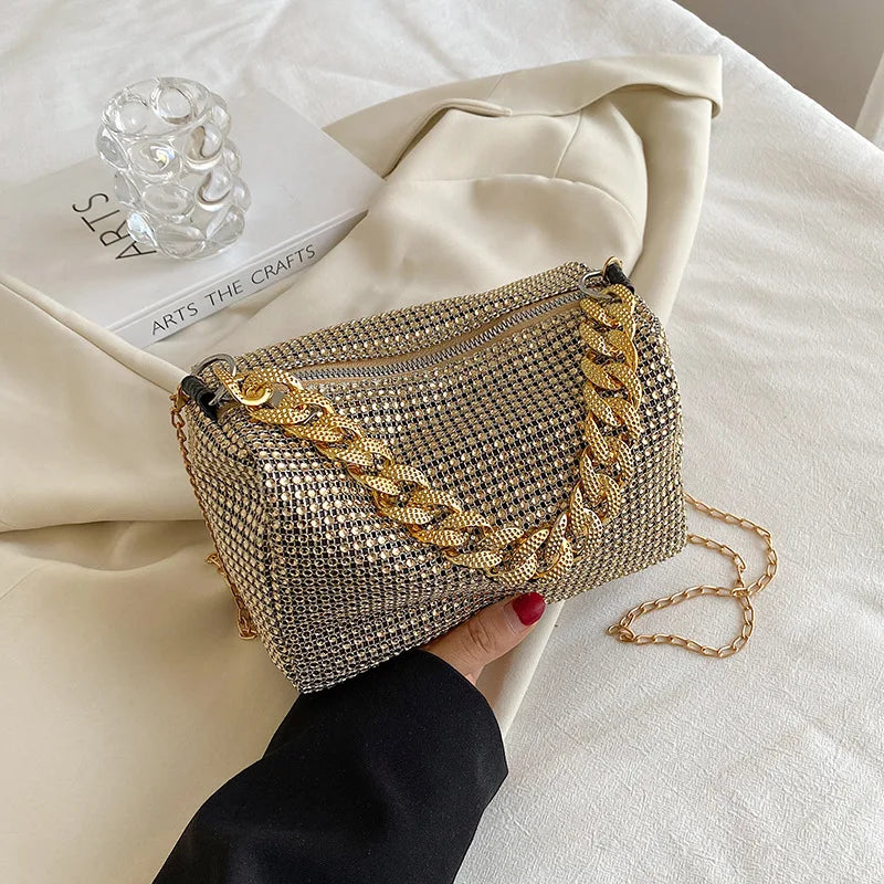 Rhinestone Bucket Bag, Mini Crossbody
