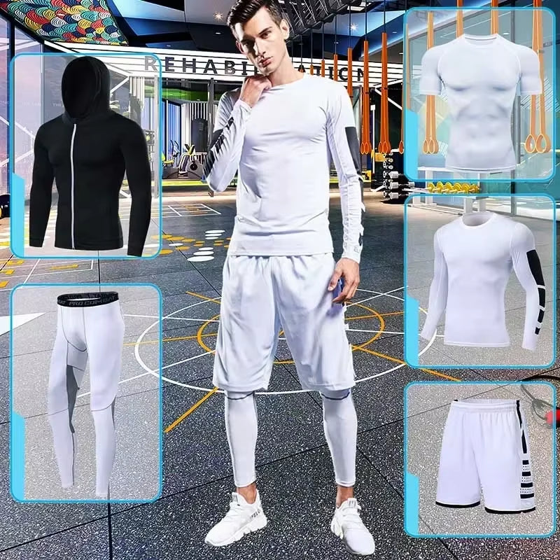 Conjunto Deportivo Para Hombre, Ropa Deportiva Para Correr, Entrenamiento, Fitness, Leggings De Compresión, Pantalones Deportivos Ajustados, Lycra