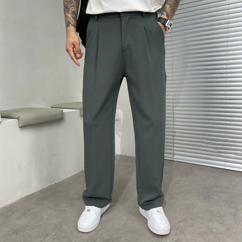 Pantalon Homme Élégant À Jambes Larges – Pantalon De Costume Oversize