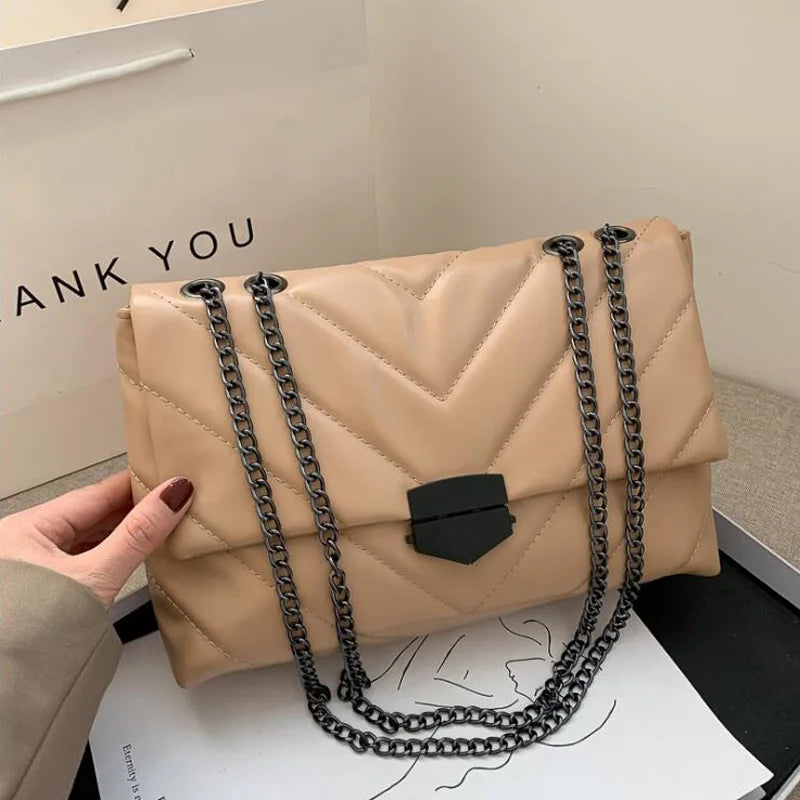 Bolsos Cruzados Con Cadena Para Mujer, Bolso De Hombro Simple, Bolsos De Diseñador, Bolsos De Mensajero De Cuero PU, Moda Informal, Nuevo