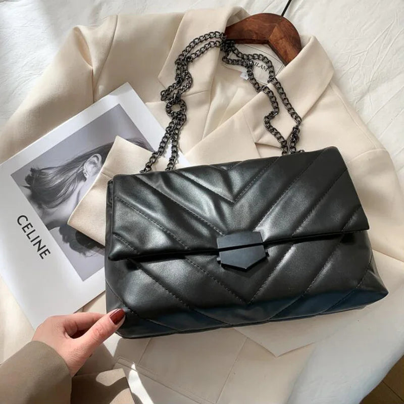 Bolsos Cruzados Con Cadena Para Mujer, Bolso De Hombro Simple, Bolsos De Diseñador, Bolsos De Mensajero De Cuero PU, Moda Informal, Nuevo