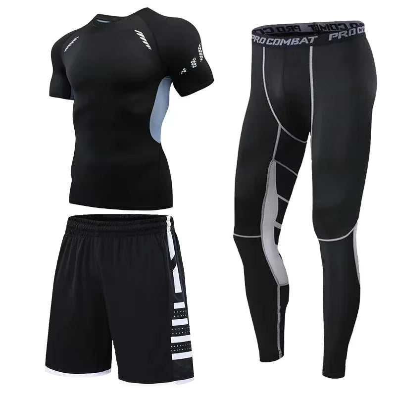 Conjunto Deportivo Para Hombre, Ropa Deportiva Para Correr, Entrenamiento, Fitness, Leggings De Compresión, Pantalones Deportivos Ajustados, Lycra