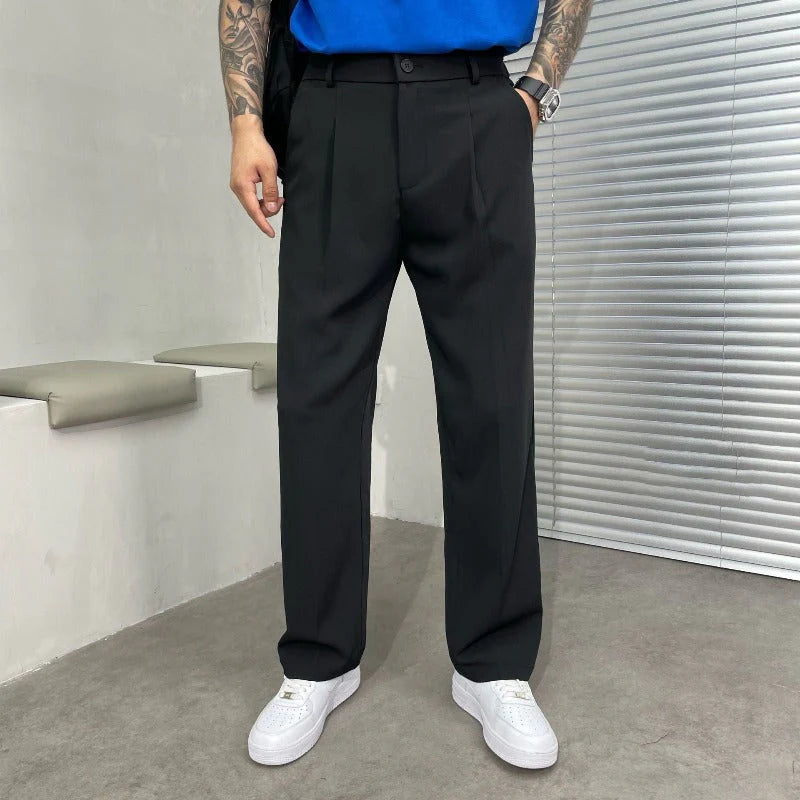 Pantalon Homme Élégant À Jambes Larges – Pantalon De Costume Oversize