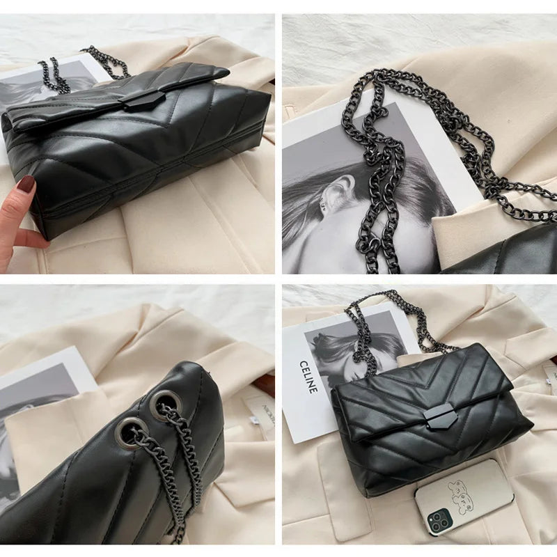 Bolsos Cruzados Con Cadena Para Mujer, Bolso De Hombro Simple, Bolsos De Diseñador, Bolsos De Mensajero De Cuero PU, Moda Informal, Nuevo