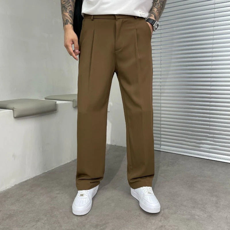 Pantalon Homme Élégant À Jambes Larges – Pantalon De Costume Oversize