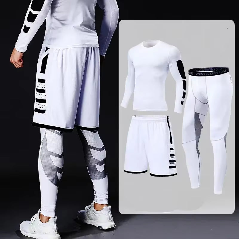 Conjunto Deportivo Para Hombre, Ropa Deportiva Para Correr, Entrenamiento, Fitness, Leggings De Compresión, Pantalones Deportivos Ajustados, Lycra