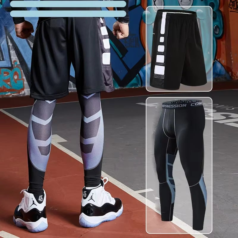 Conjunto Deportivo Para Hombre, Ropa Deportiva Para Correr, Entrenamiento, Fitness, Leggings De Compresión, Pantalones Deportivos Ajustados, Lycra