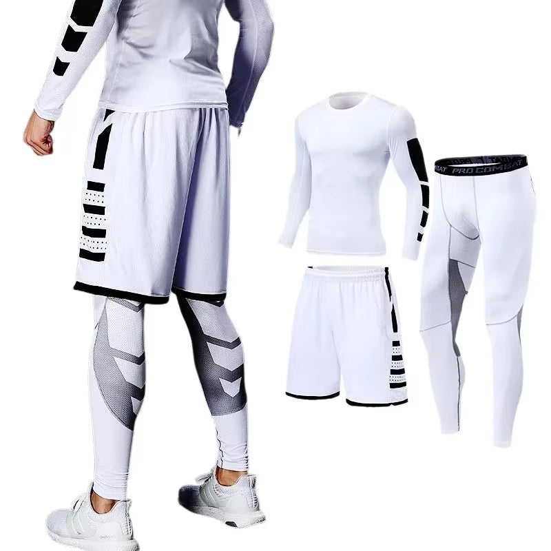 Conjunto Deportivo Para Hombre, Ropa Deportiva Para Correr, Entrenamiento, Fitness, Leggings De Compresión, Pantalones Deportivos Ajustados, Lycra