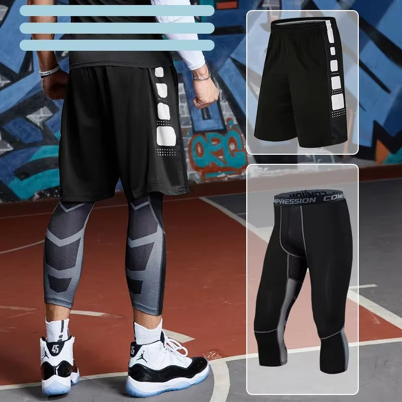 Conjunto Deportivo Para Hombre, Ropa Deportiva Para Correr, Entrenamiento, Fitness, Leggings De Compresión, Pantalones Deportivos Ajustados, Lycra