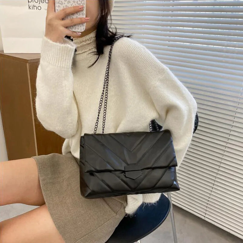 Bolsos Cruzados Con Cadena Para Mujer, Bolso De Hombro Simple, Bolsos De Diseñador, Bolsos De Mensajero De Cuero PU, Moda Informal, Nuevo