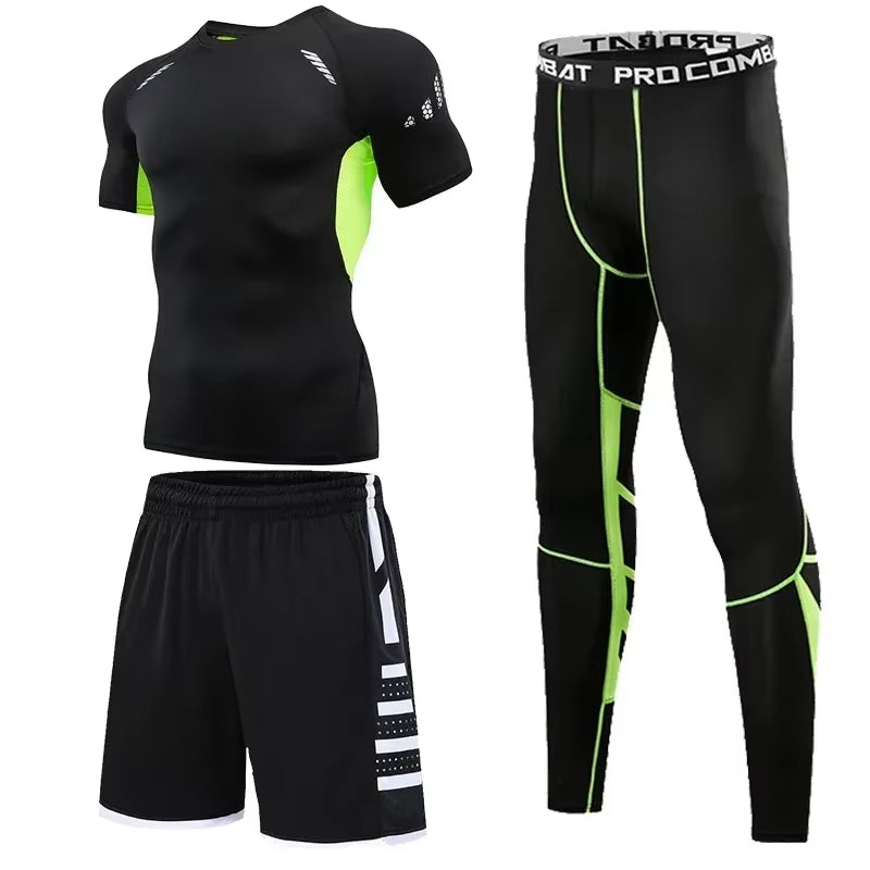Conjunto Deportivo Para Hombre, Ropa Deportiva Para Correr, Entrenamiento, Fitness, Leggings De Compresión, Pantalones Deportivos Ajustados, Lycra