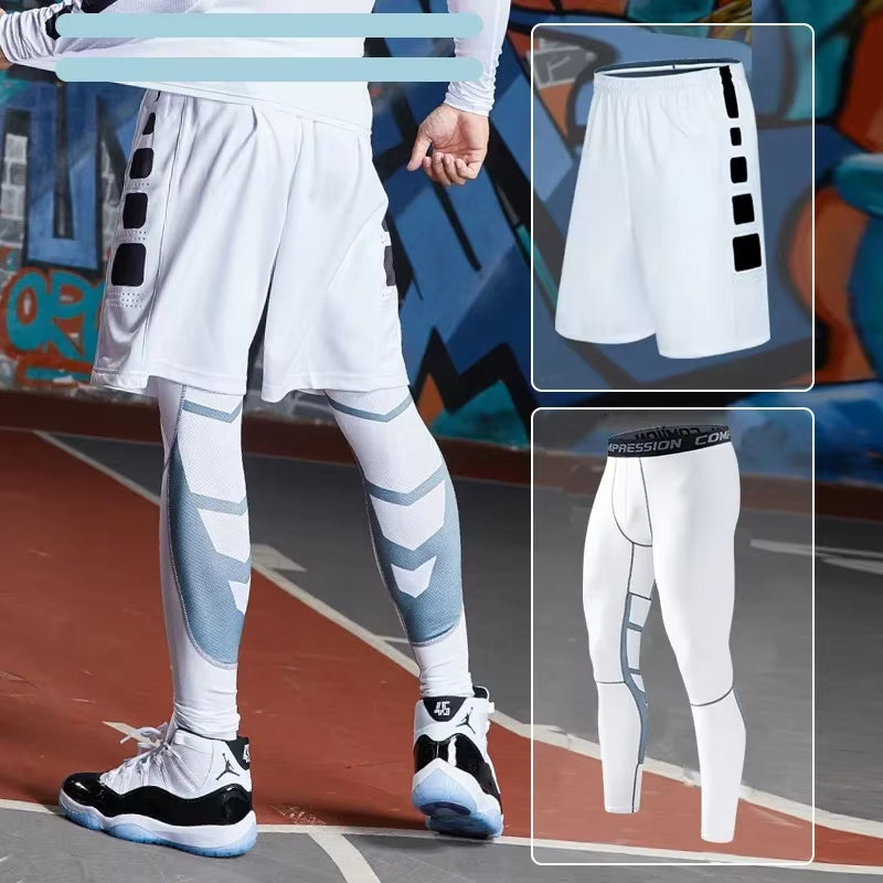 Conjunto Deportivo Para Hombre, Ropa Deportiva Para Correr, Entrenamiento, Fitness, Leggings De Compresión, Pantalones Deportivos Ajustados, Lycra