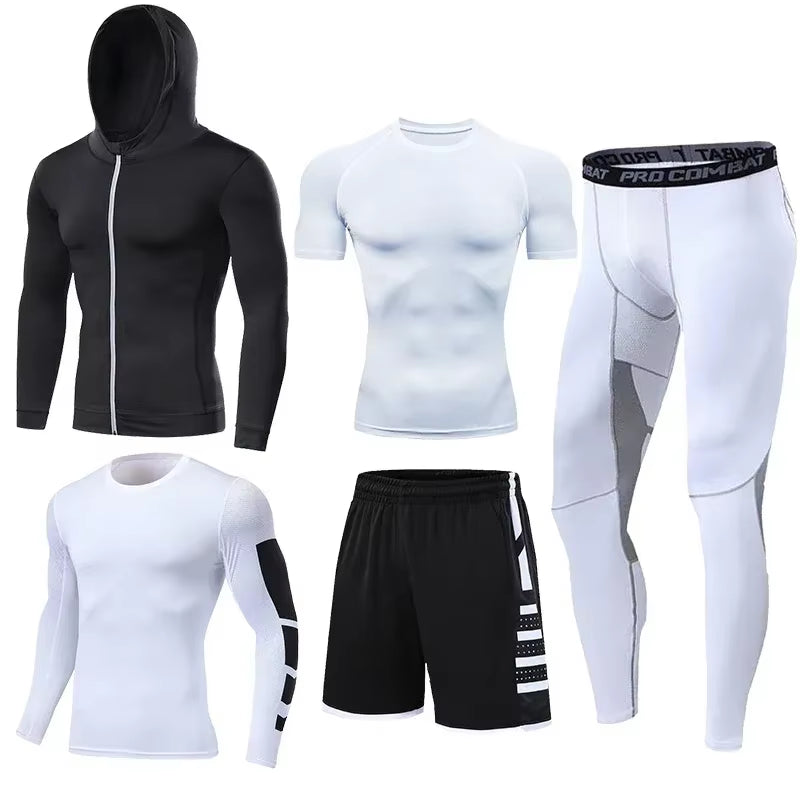 Conjunto Deportivo Para Hombre, Ropa Deportiva Para Correr, Entrenamiento, Fitness, Leggings De Compresión, Pantalones Deportivos Ajustados, Lycra