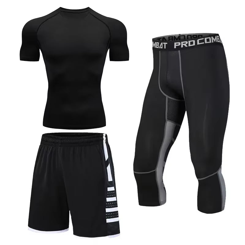 Conjunto Deportivo Para Hombre, Ropa Deportiva Para Correr, Entrenamiento, Fitness, Leggings De Compresión, Pantalones Deportivos Ajustados, Lycra