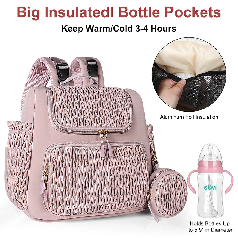 Buylor Large Capacity Mom Backpack Fashion Backpack for Mothers Baby Stroller Hanging Bag Mommy Totes Outdoor Travel Backpack