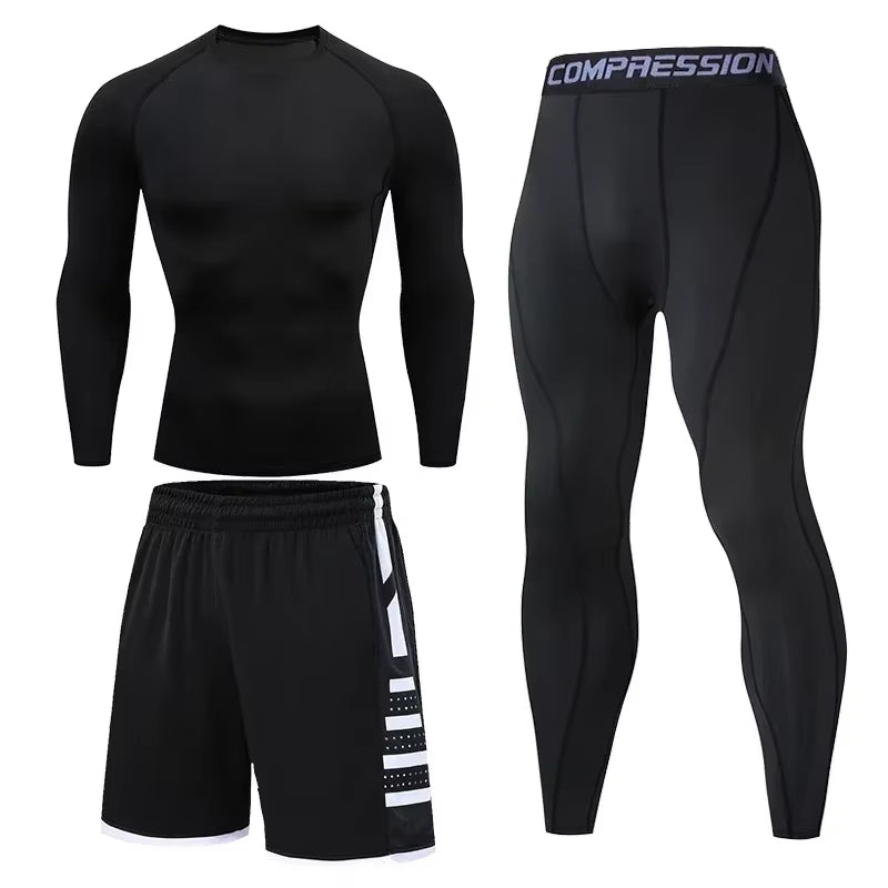 Conjunto Deportivo Para Hombre, Ropa Deportiva Para Correr, Entrenamiento, Fitness, Leggings De Compresión, Pantalones Deportivos Ajustados, Lycra
