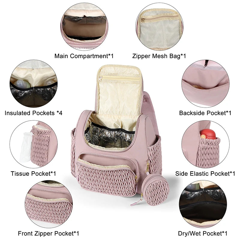 Buylor Large Capacity Mom Backpack Fashion Backpack for Mothers Baby Stroller Hanging Bag Mommy Totes Outdoor Travel Backpack
