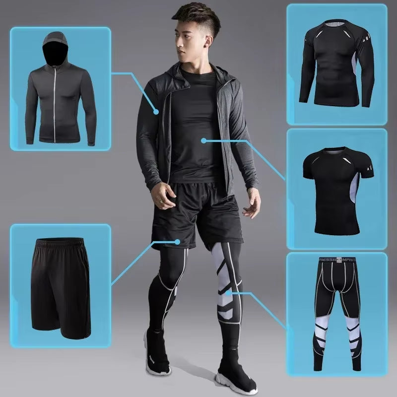 Conjunto Deportivo Para Hombre, Ropa Deportiva Para Correr, Entrenamiento, Fitness, Leggings De Compresión, Pantalones Deportivos Ajustados, Lycra