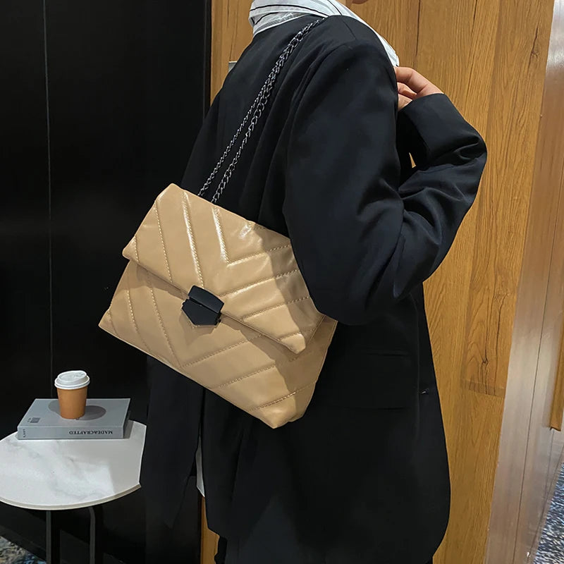 Bolsos Cruzados Con Cadena Para Mujer, Bolso De Hombro Simple, Bolsos De Diseñador, Bolsos De Mensajero De Cuero PU, Moda Informal, Nuevo