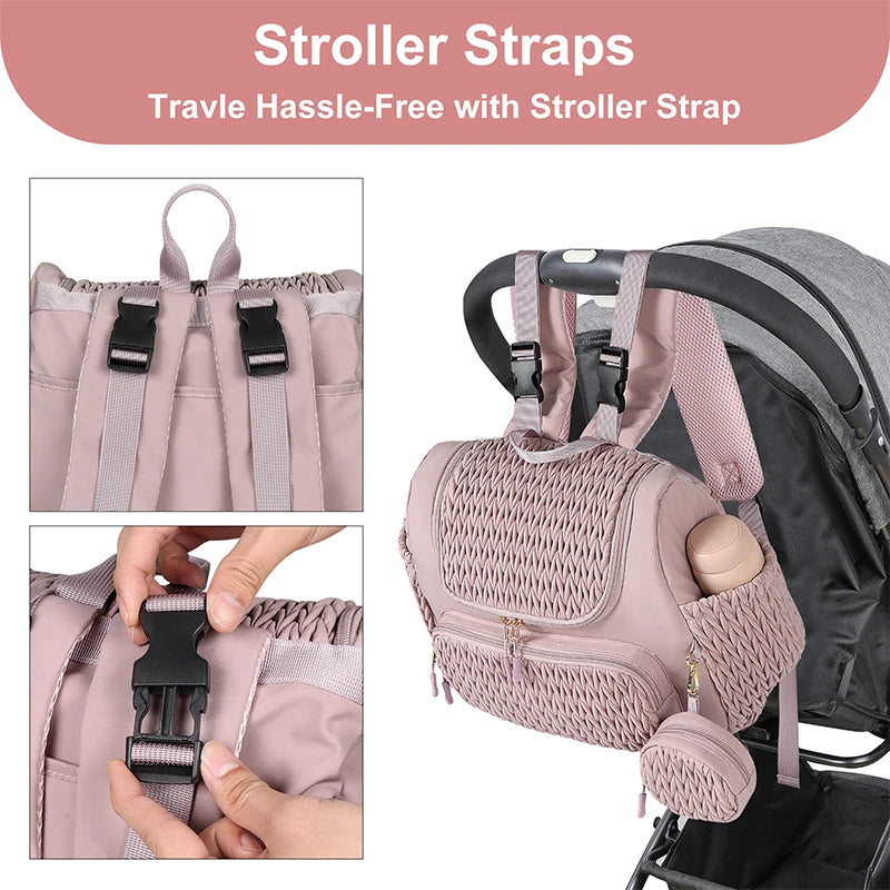 Buylor Large Capacity Mom Backpack Fashion Backpack for Mothers Baby Stroller Hanging Bag Mommy Totes Outdoor Travel Backpack