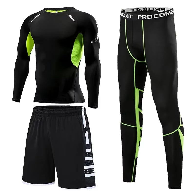 Conjunto Deportivo Para Hombre, Ropa Deportiva Para Correr, Entrenamiento, Fitness, Leggings De Compresión, Pantalones Deportivos Ajustados, Lycra