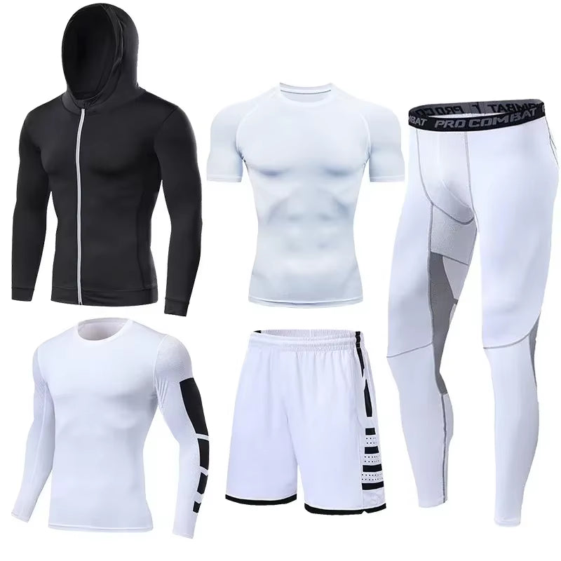 Conjunto Deportivo Para Hombre, Ropa Deportiva Para Correr, Entrenamiento, Fitness, Leggings De Compresión, Pantalones Deportivos Ajustados, Lycra