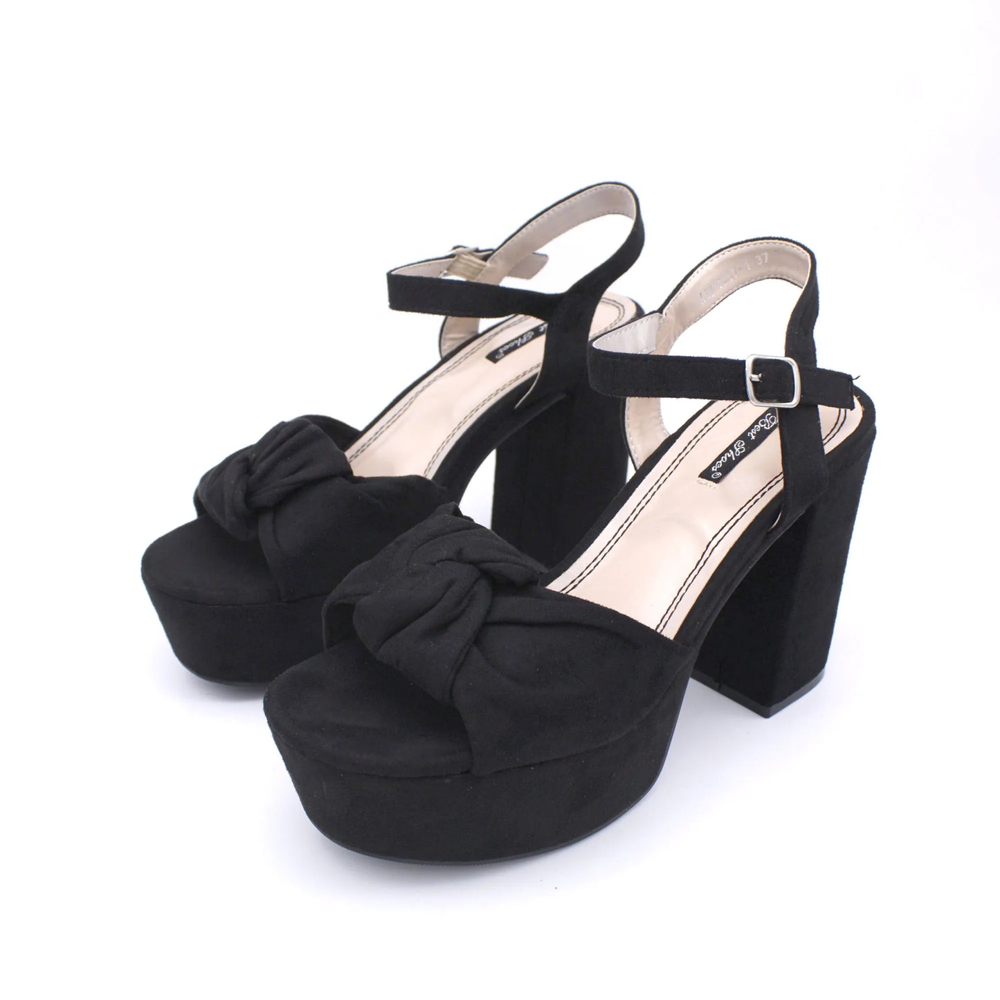 High-Heeled Suede Sandals with Ankle Strap