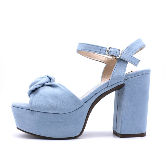 High-Heeled Suede Sandals with Ankle Strap