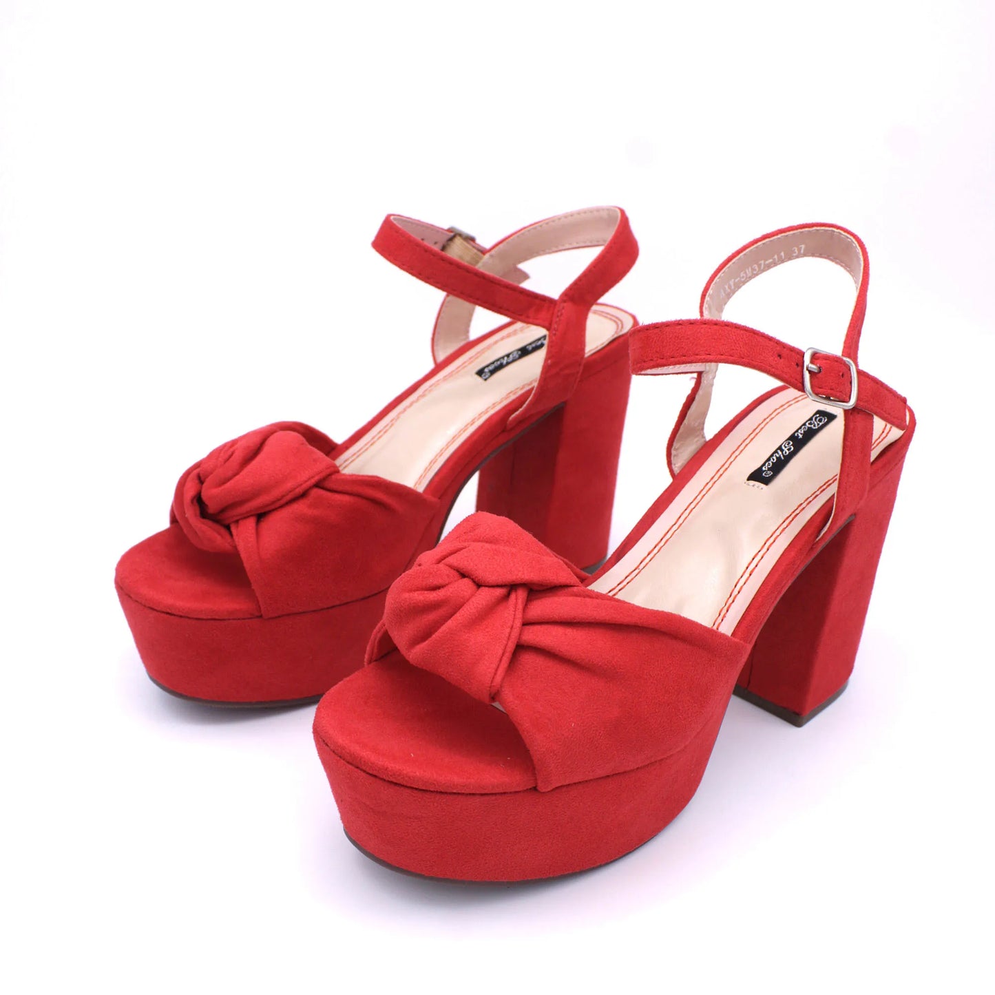 High-Heeled Suede Sandals with Ankle Strap