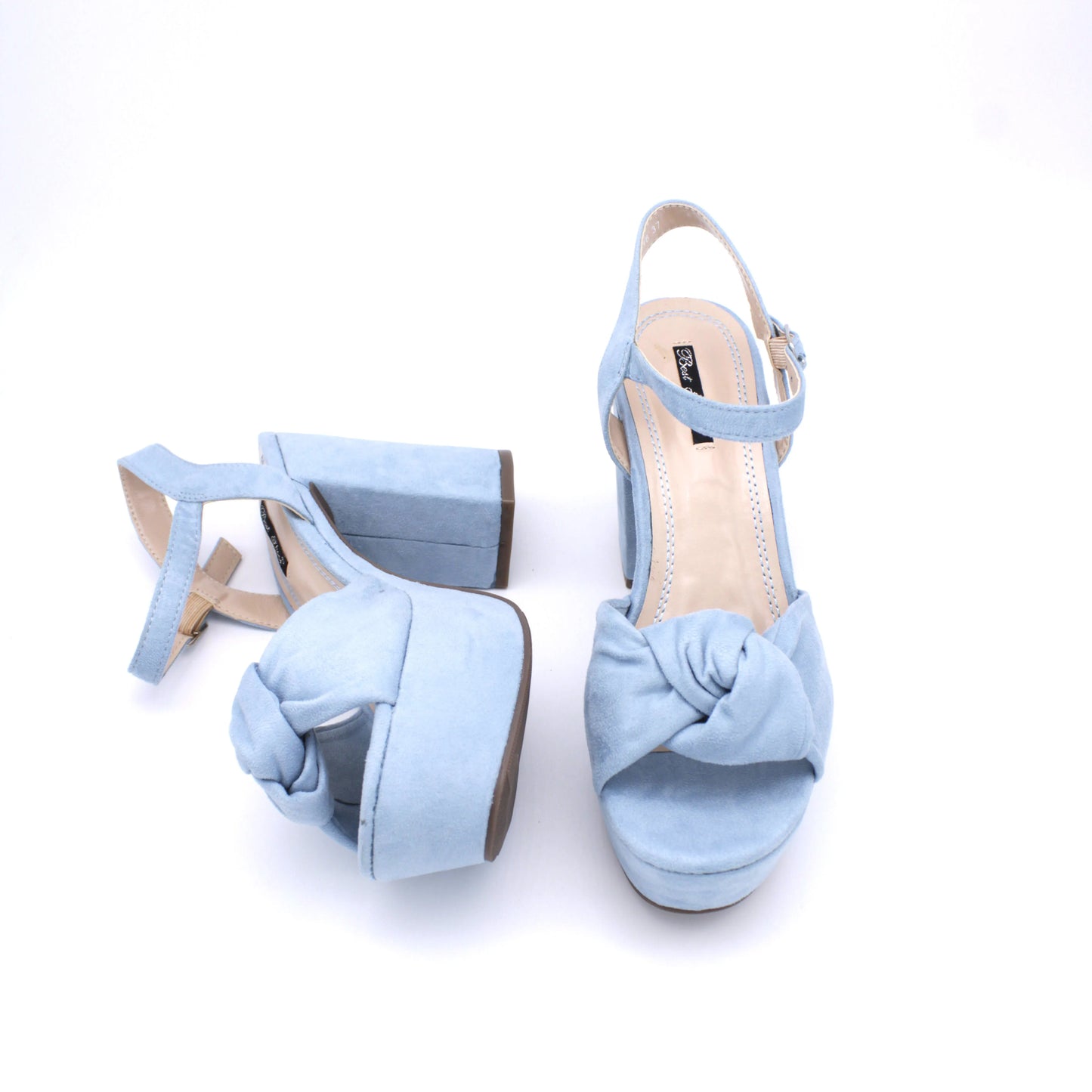 High-Heeled Suede Sandals with Ankle Strap