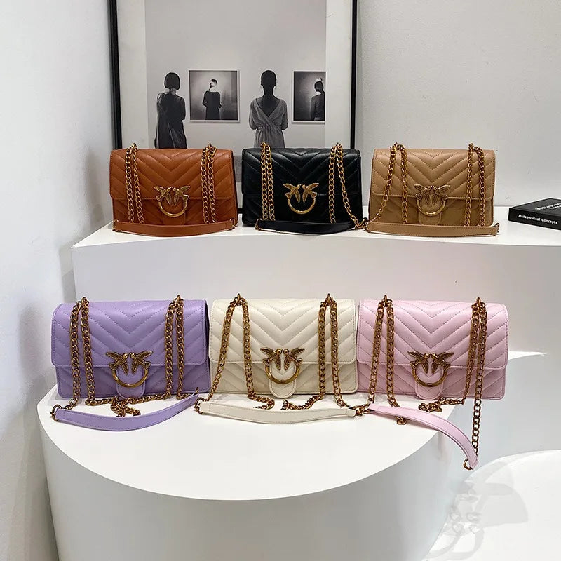 Embroidered Mini Chain Crossbody Bag