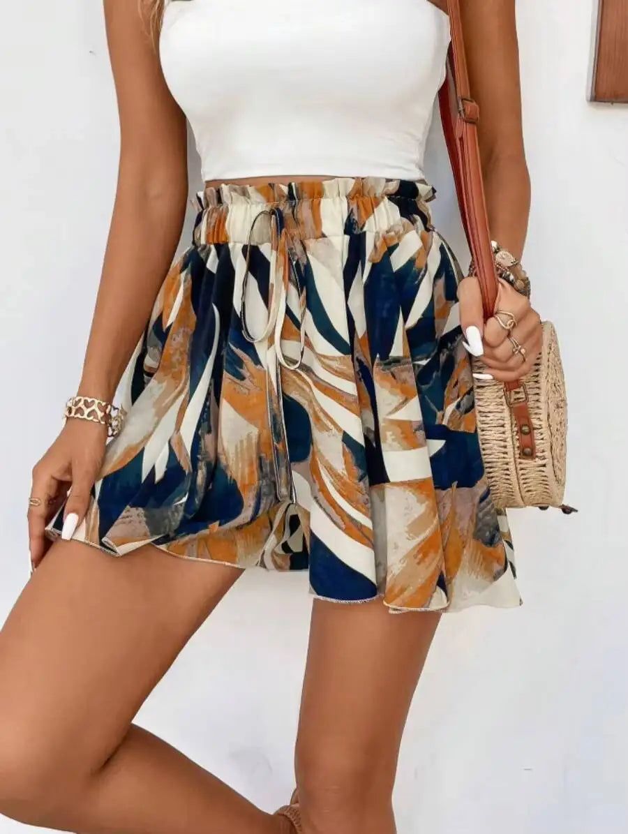Floral Print High-Waist Shorts