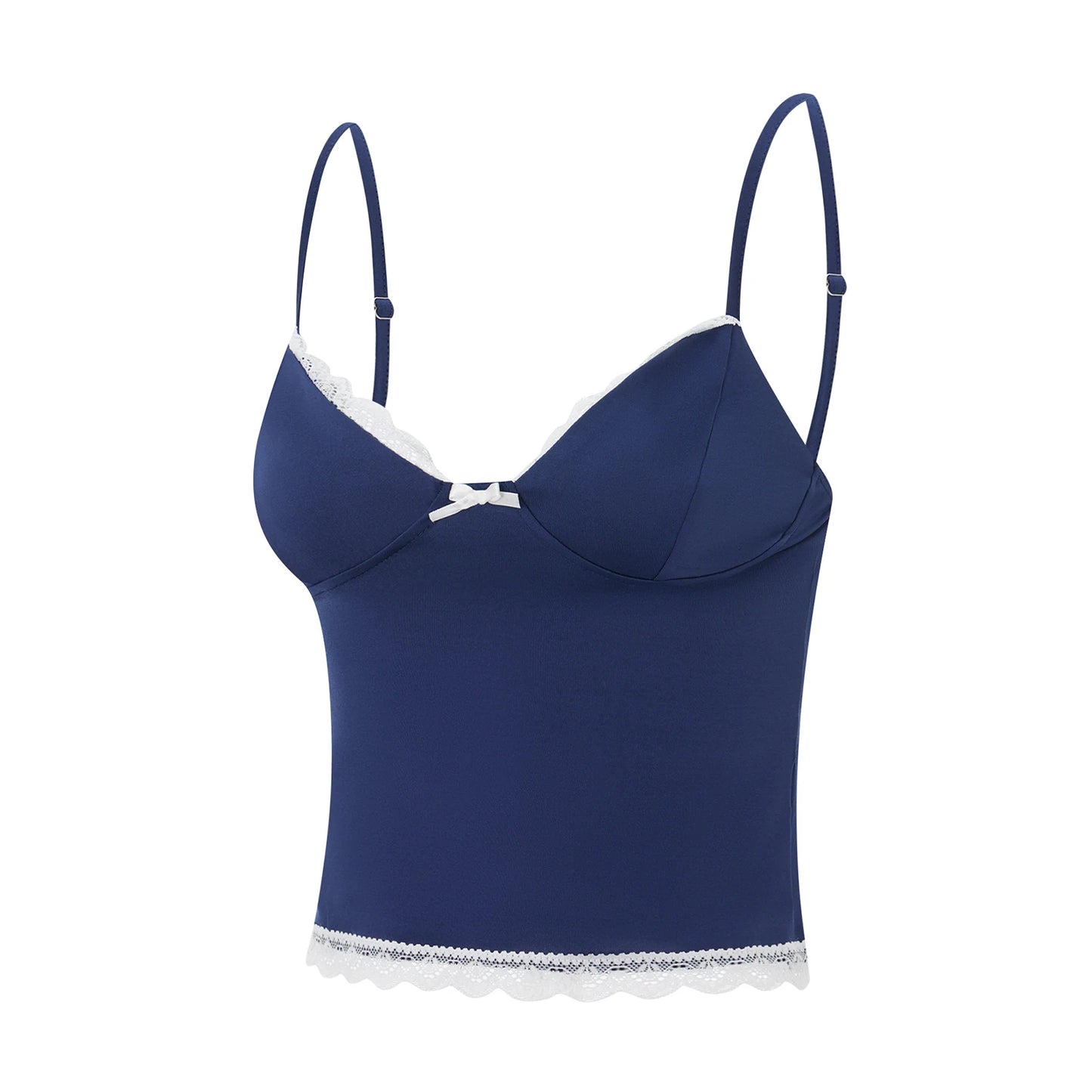 Lace-Trim Backless Cami Crop Top
