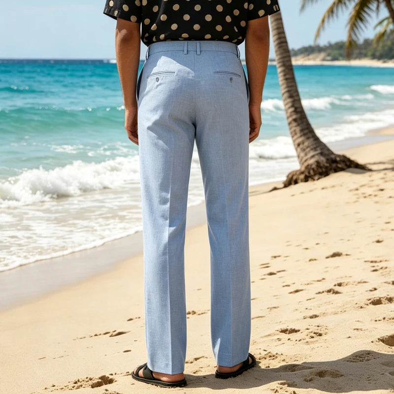Wide-Leg Linen Trousers, High Waist