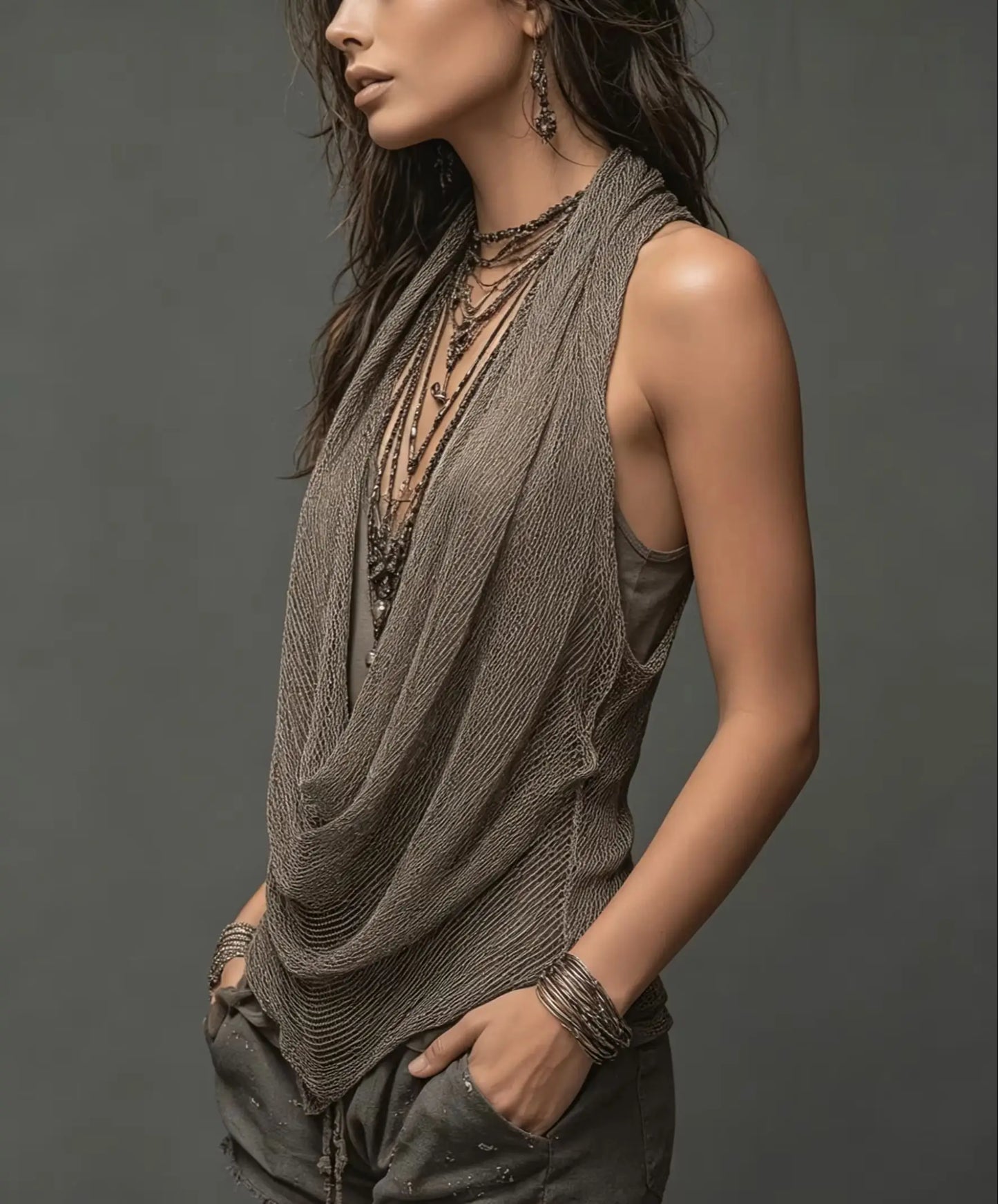 Mesh Halter Cover-Up Tank Top