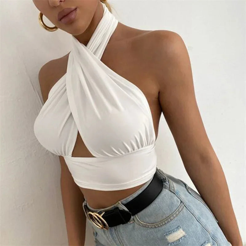 Y2K Halter Backless Tank Top