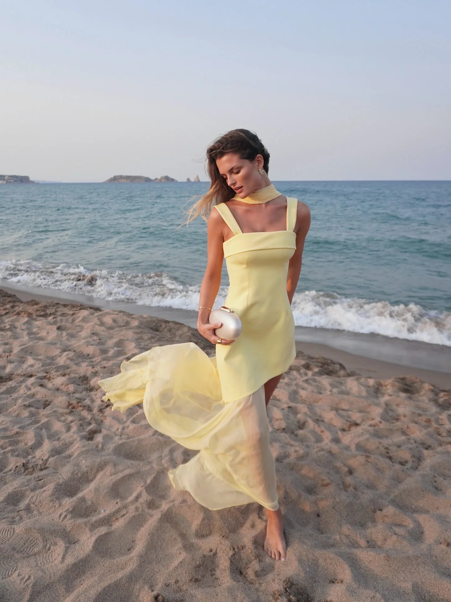 Mesh Patchwork Strap Maxi Dress