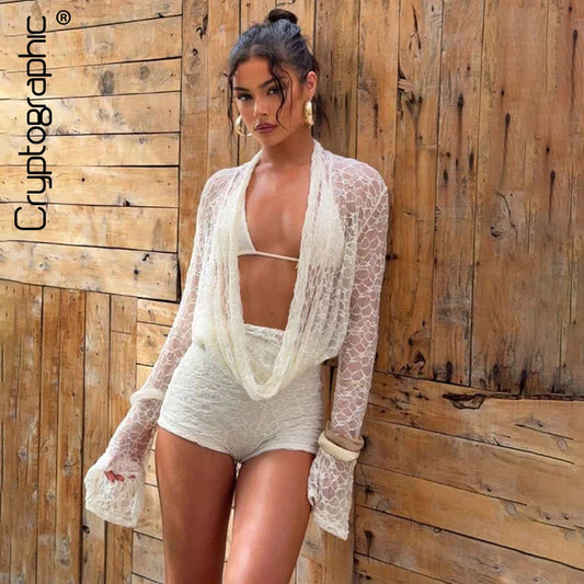 Halter Draped 3-Piece Beach Set