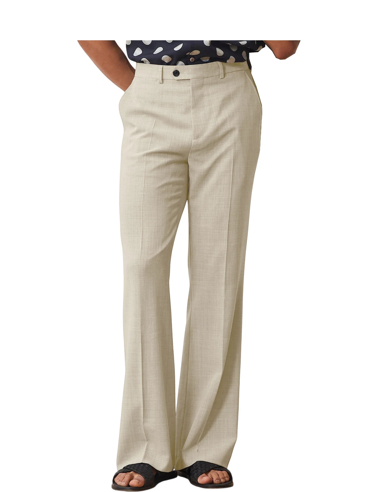 Wide-Leg Linen Trousers, High Waist