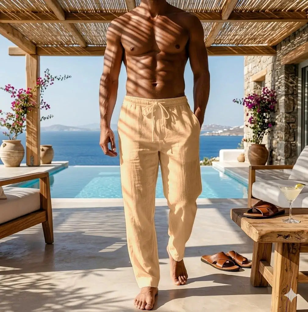 Lightweight Linen Trousers, Drawstring