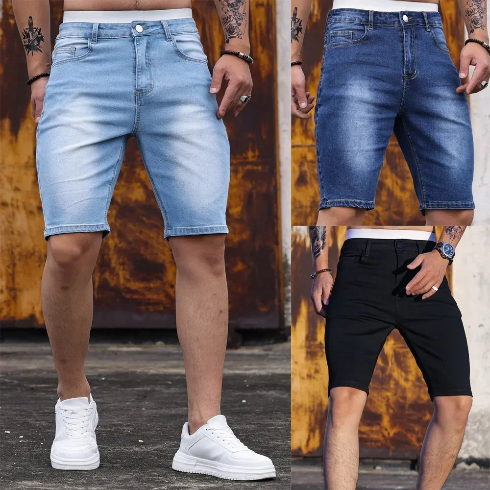 Stretch Washed Denim Shorts