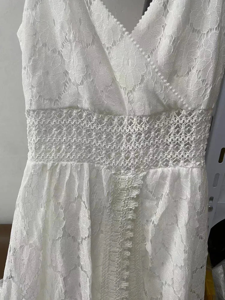 Lace V-Neck Sleeveless Romper