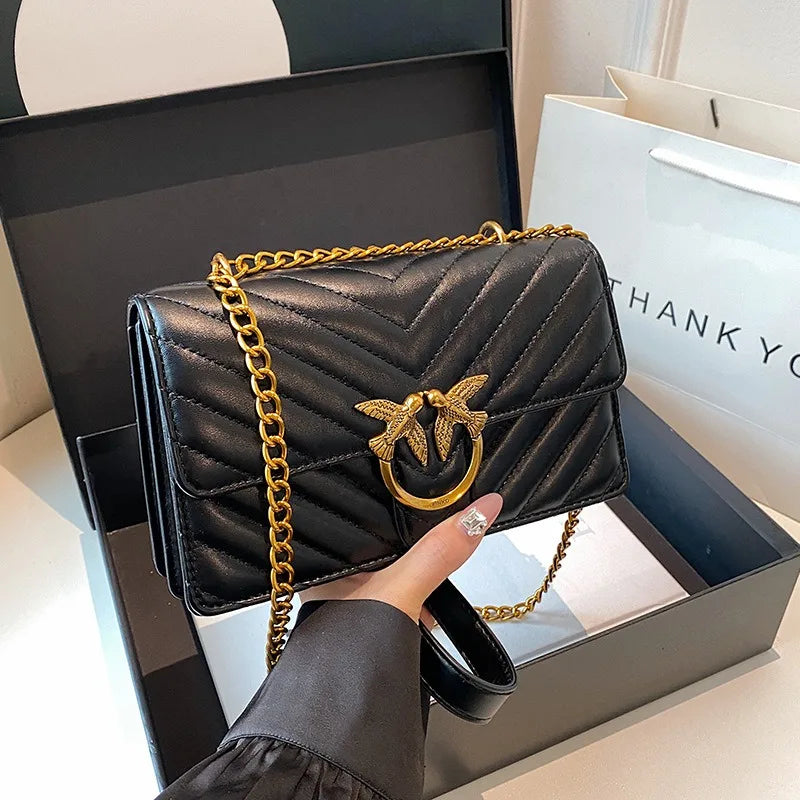 Embroidered Mini Chain Crossbody Bag