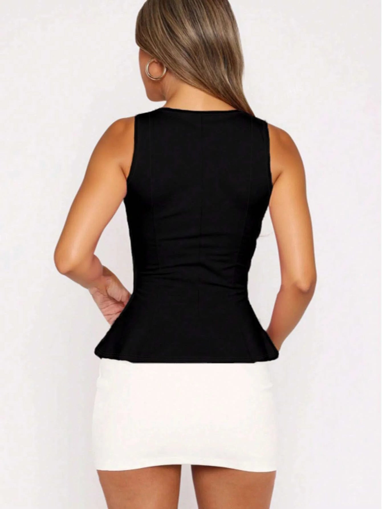 Satin Peplum Tank Blouse