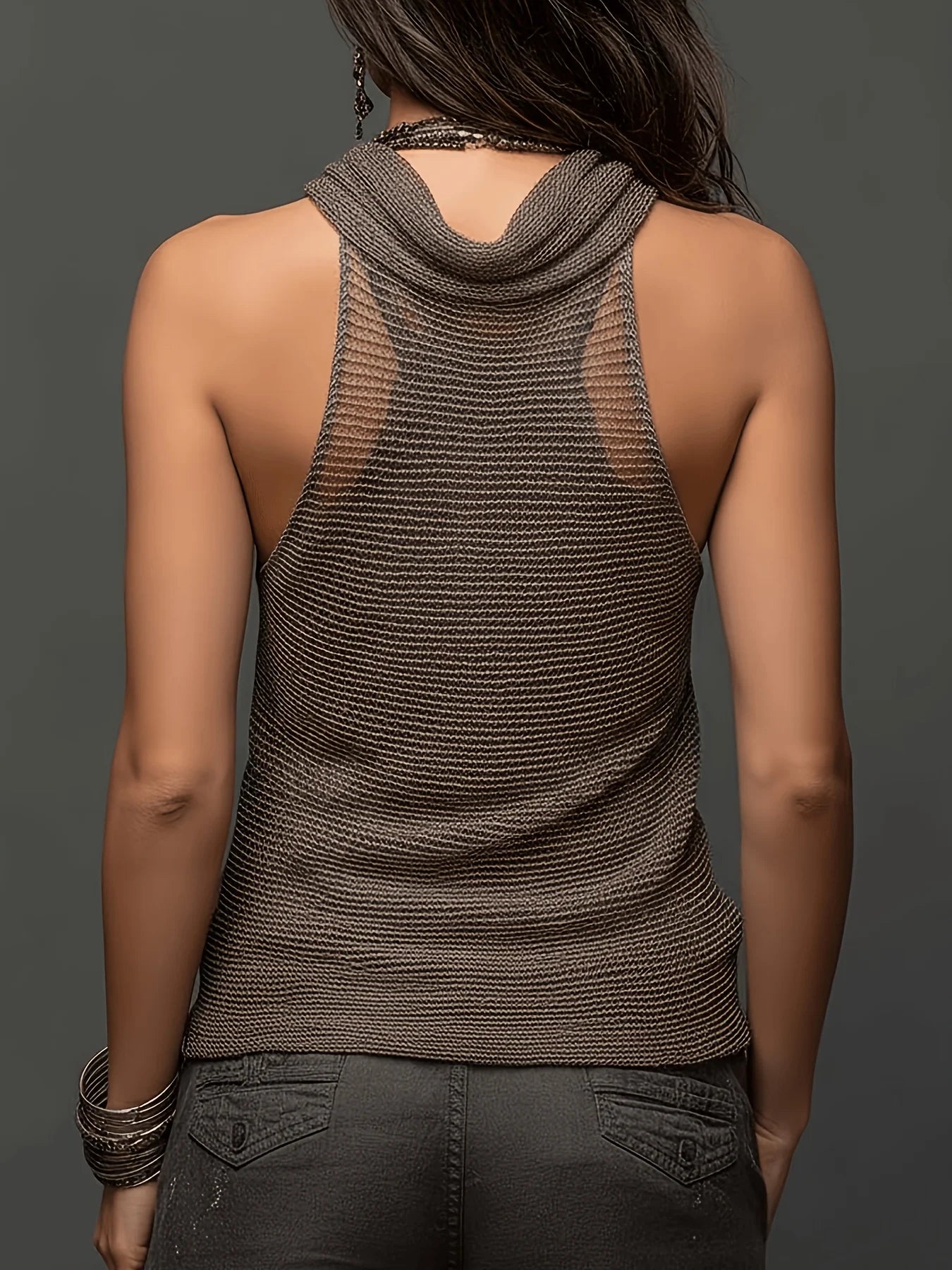 Mesh Halter Cover-Up Tank Top