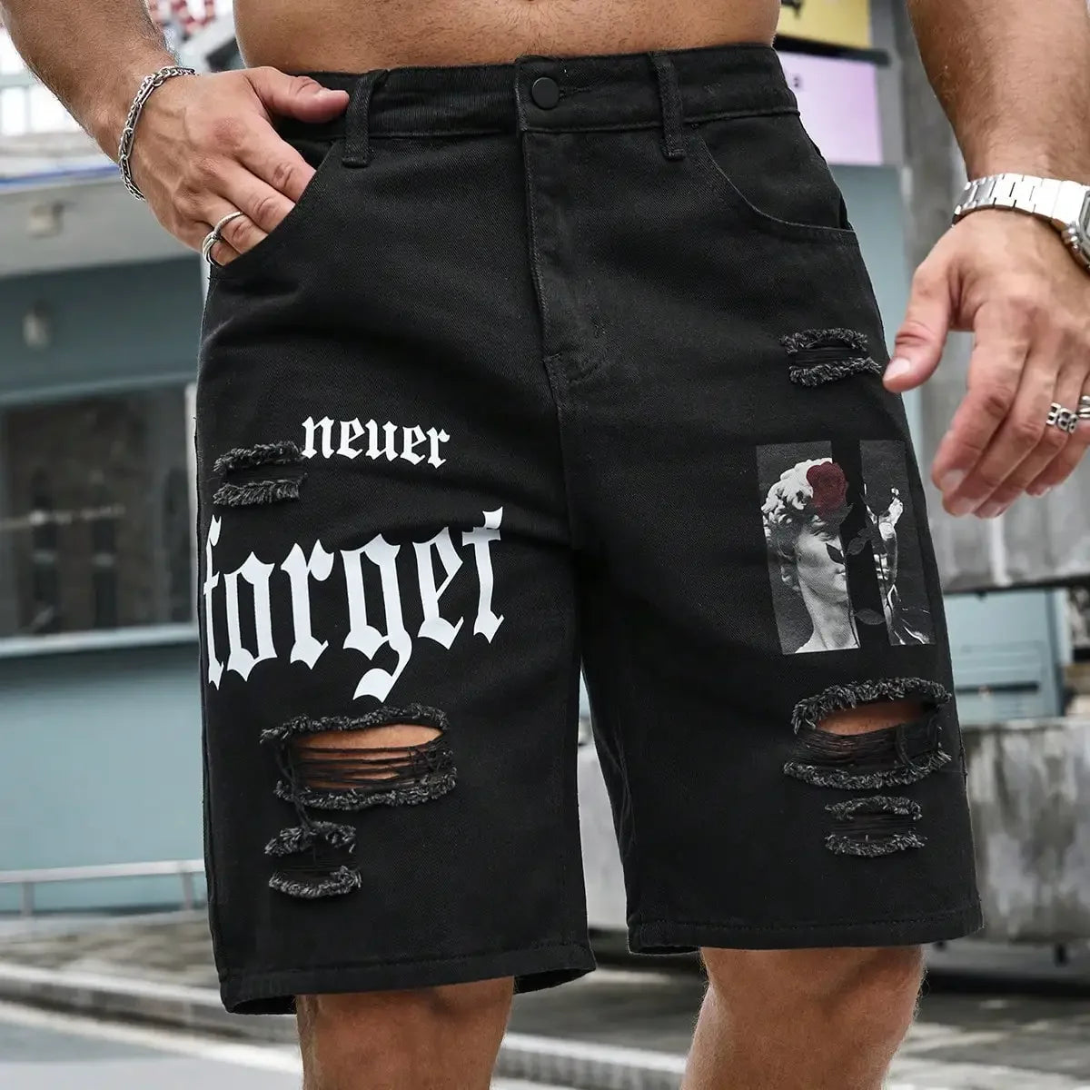 Stretch Denim Shorts, Streetwear Fit