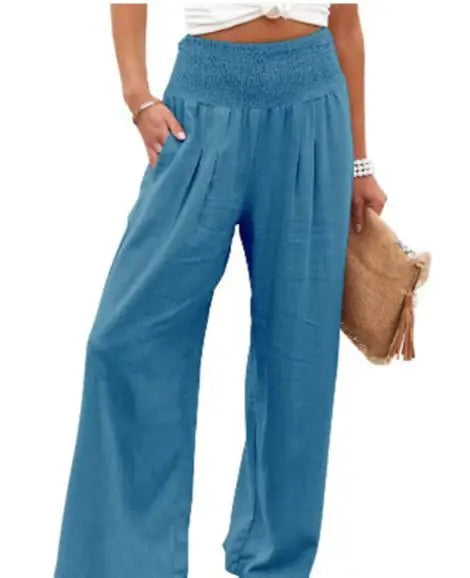 Drawstring Wide-Leg Beach Pants